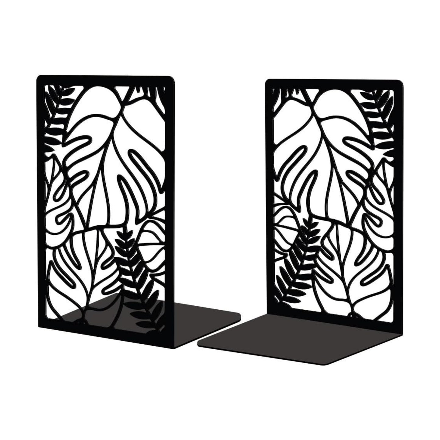 Metal Bookends / Tropical Monstera Deliciosa Leaves