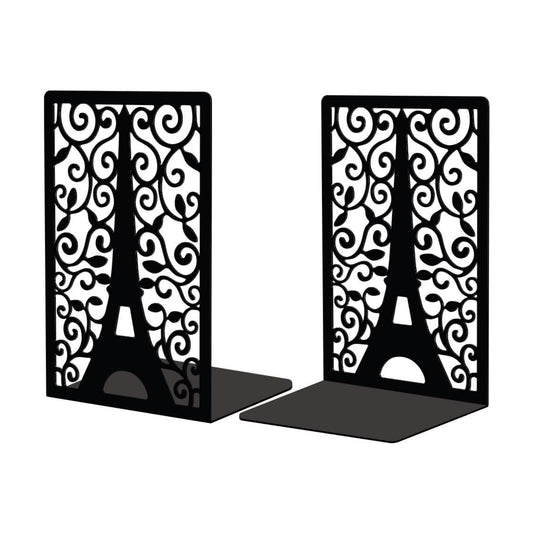 Metal Bookends / Modern Decorative Heavy Duty Study Book Support Stoppers / Paris Eiffel Tower