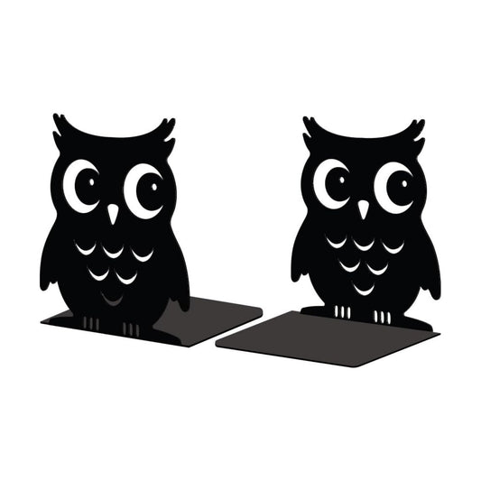 Metal Bookends / Modern Decorative Heavy Duty Study Book Support Stoppers / Owl