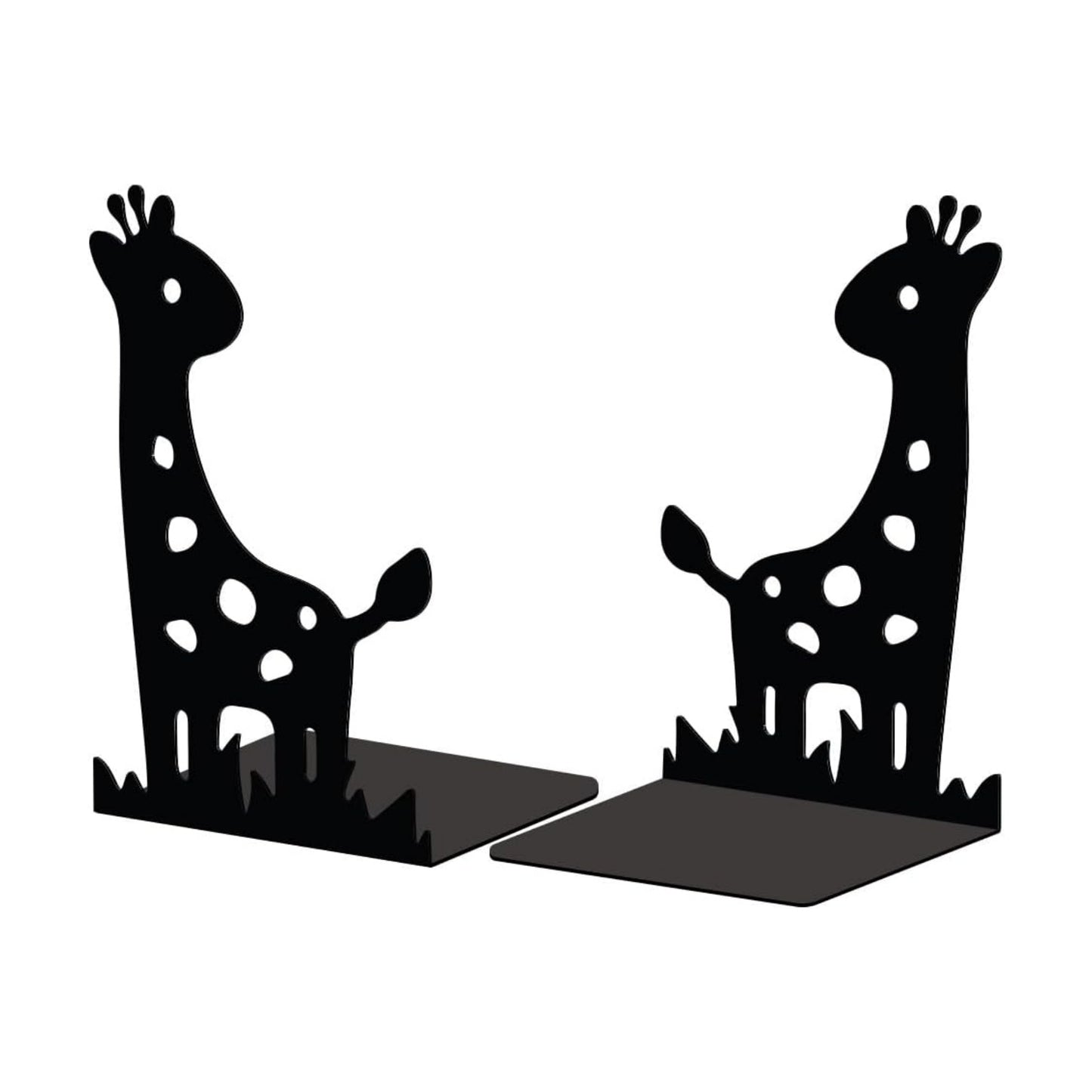 Metal Bookends / Modern Decorative Heavy Duty Study Book Support Stoppers / Giraffe