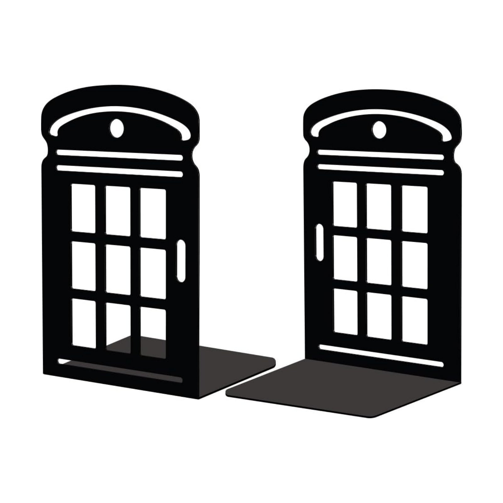 Metal Bookends / Modern Decorative Heavy Duty Study Book Support Stoppers / Telephone Booth