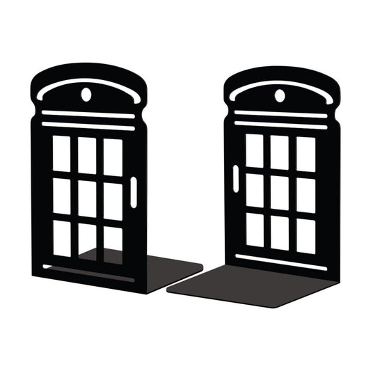 Metal Bookends / Modern Decorative Heavy Duty Study Book Support Stoppers / Telephone Booth