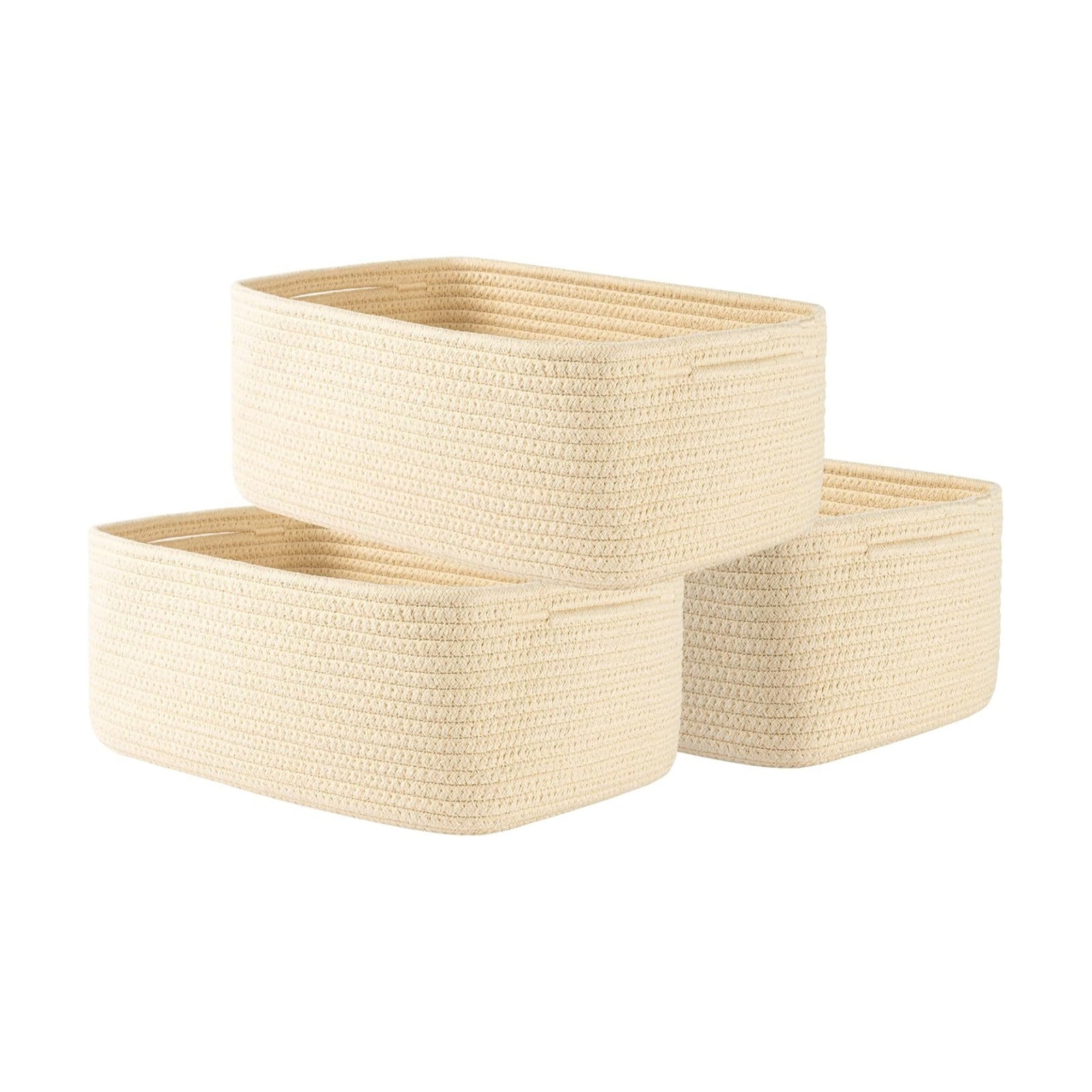 Small Woven Basket / Beige / 13.5"L x 9.5"W x 5"H / 13.5 x 9.5 x 5