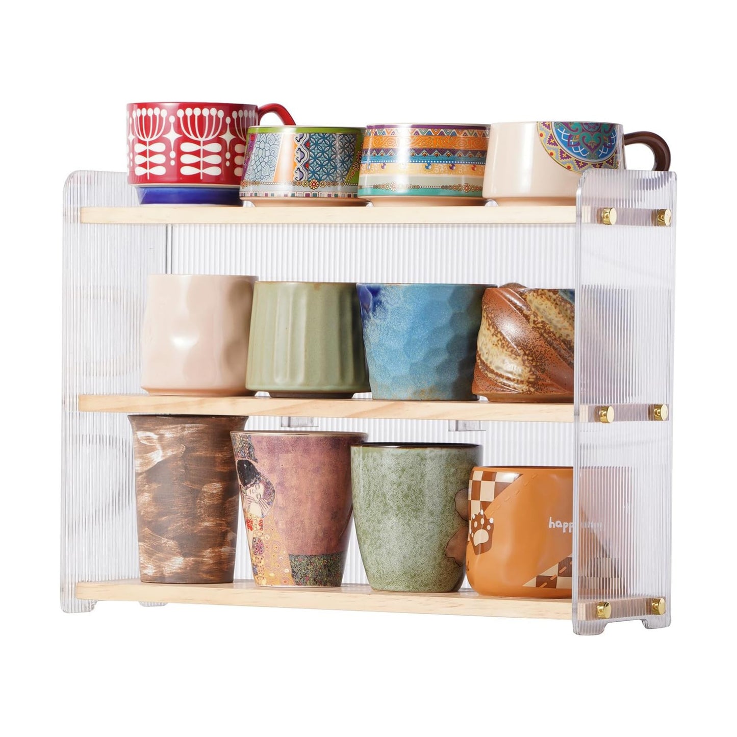 Coffee Mug Holder Wooden Cup Station Organizer 3-Tier Cup Holder for Coffee Bar Mug Display Rack for Countertop Mug