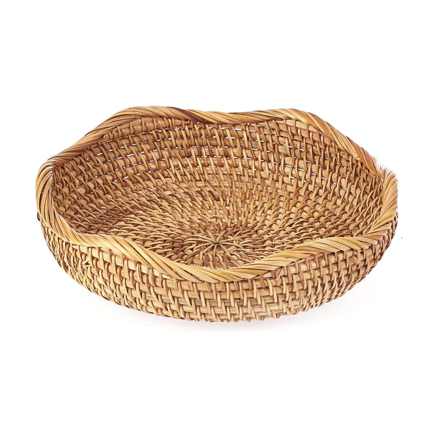 Natural Rattan Tray " Wicker Storage Bowls Hand Woven Basket Tray / 8.5 Inch / Natural Color