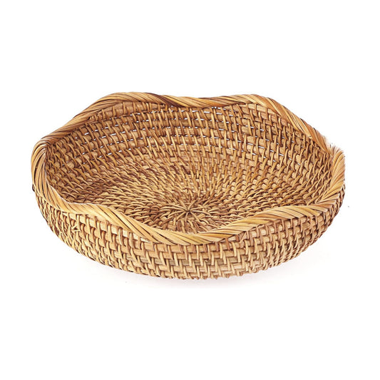 Natural Rattan Tray " Wicker Storage Bowls Hand Woven Basket Tray / 8.5 Inch / Natural Color