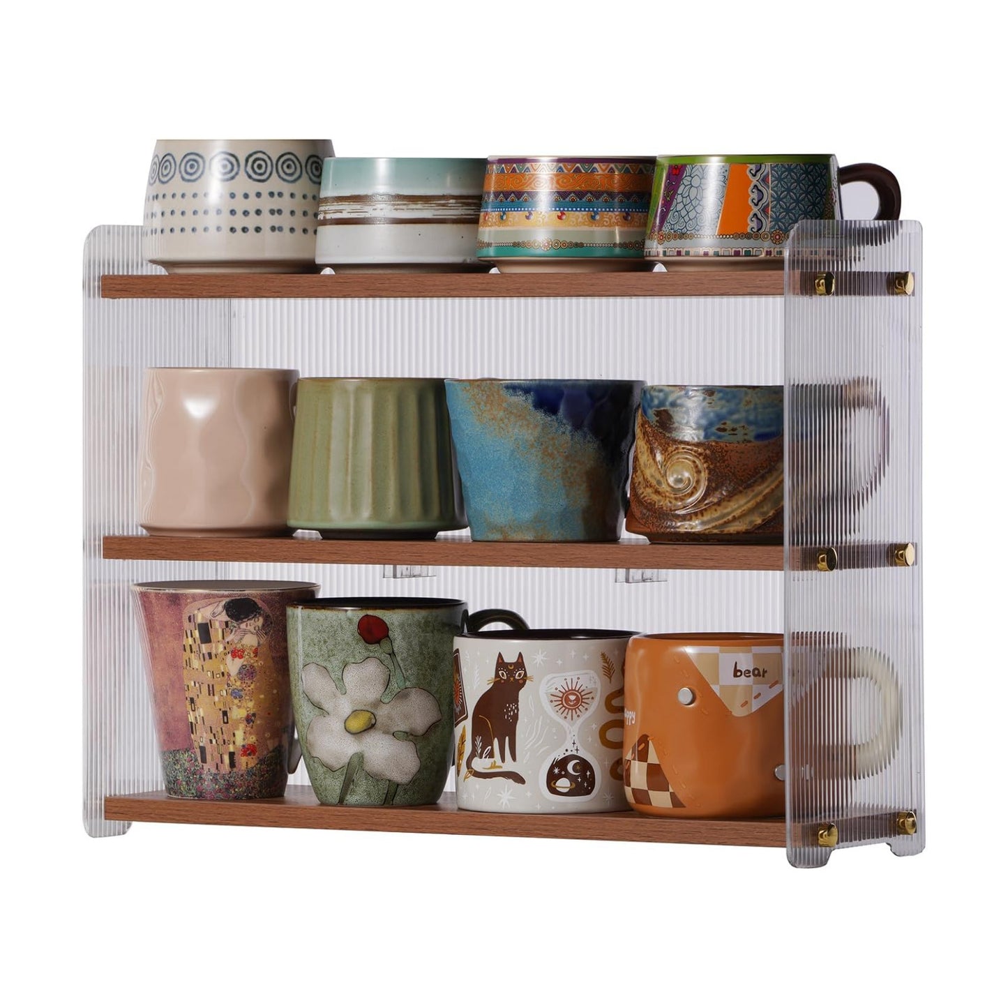Coffee Mug Holder Wooden Cup Station Organizer 3-Tier Cup Holder for Coffee Bar Mug Display Rack for Countertop Mug