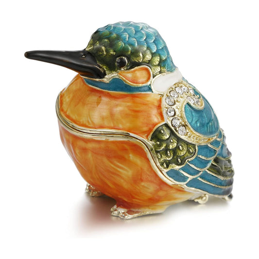 Unique Figurine / Hinged Jewelry Organizer for Ring Earrings / Blue Kingfisher