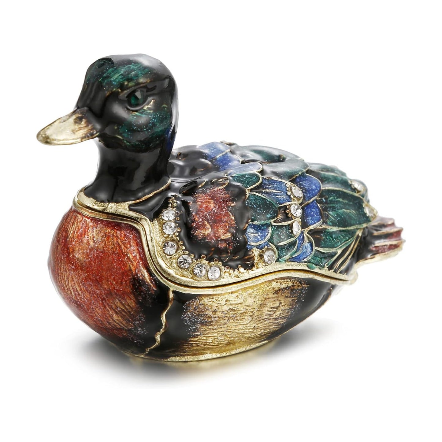 Unique Figurine / Hinged Jewelry Organizer for Ring Earrings / Green Duck