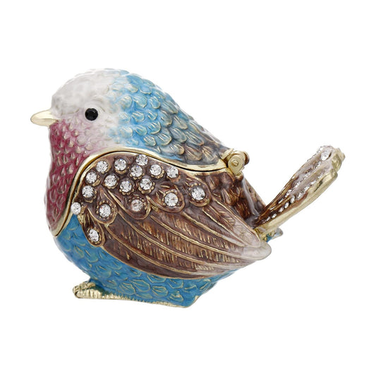 Unique Figurine / Hinged Jewelry Organizer for Ring Earrings / Blue Sparrow