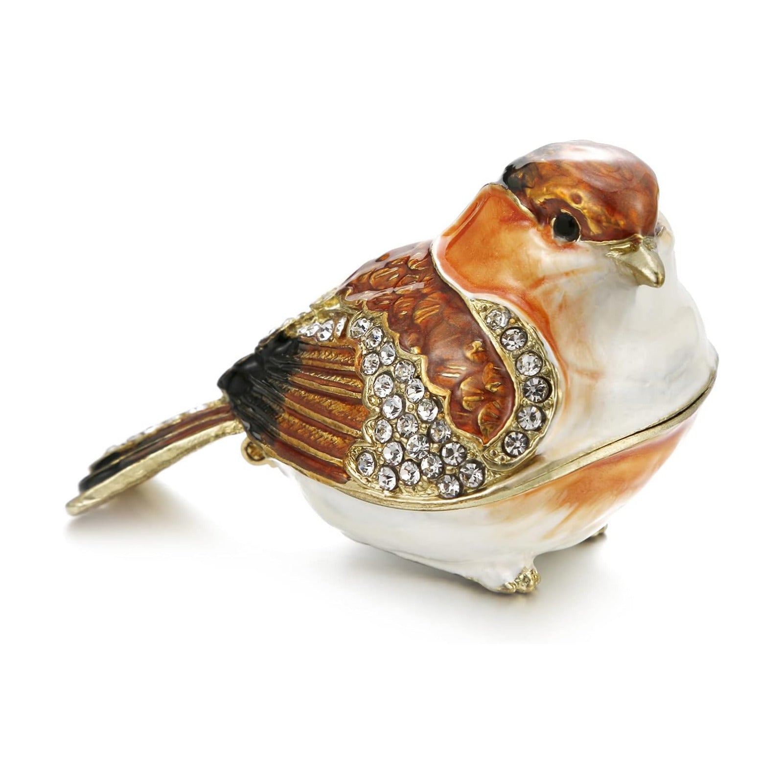 Unique Figurine / Hinged Jewelry Organizer for Ring Earrings / Gold Finch