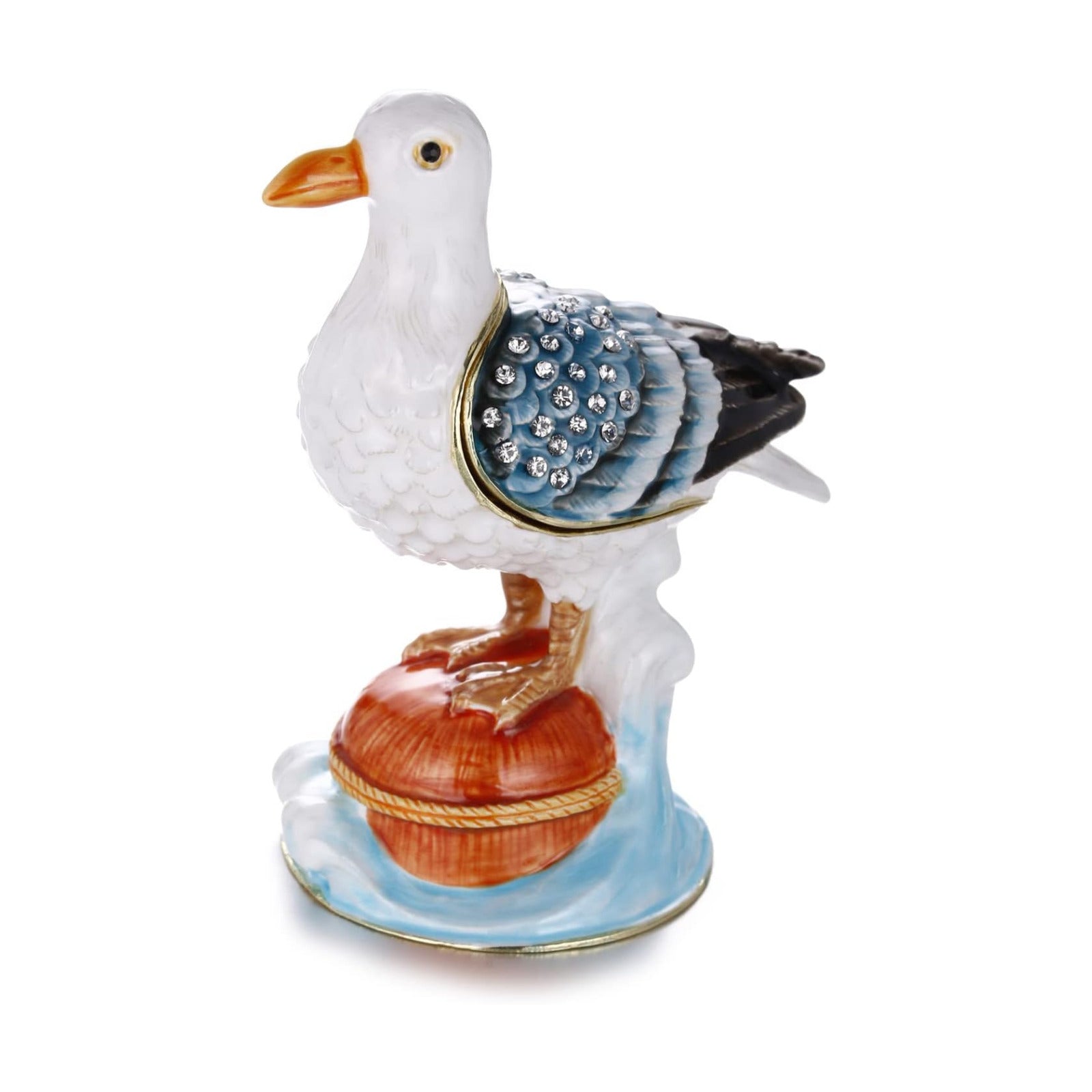 Unique Figurine / Hinged Jewelry Organizer for Ring Earrings / White Seagull