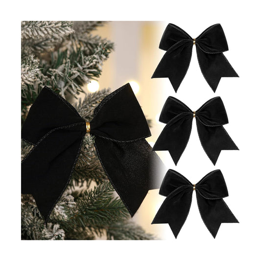 Janinka 12 Pcs 6 Inch Christmas Velvet Bows for Wreath Decoration, Black