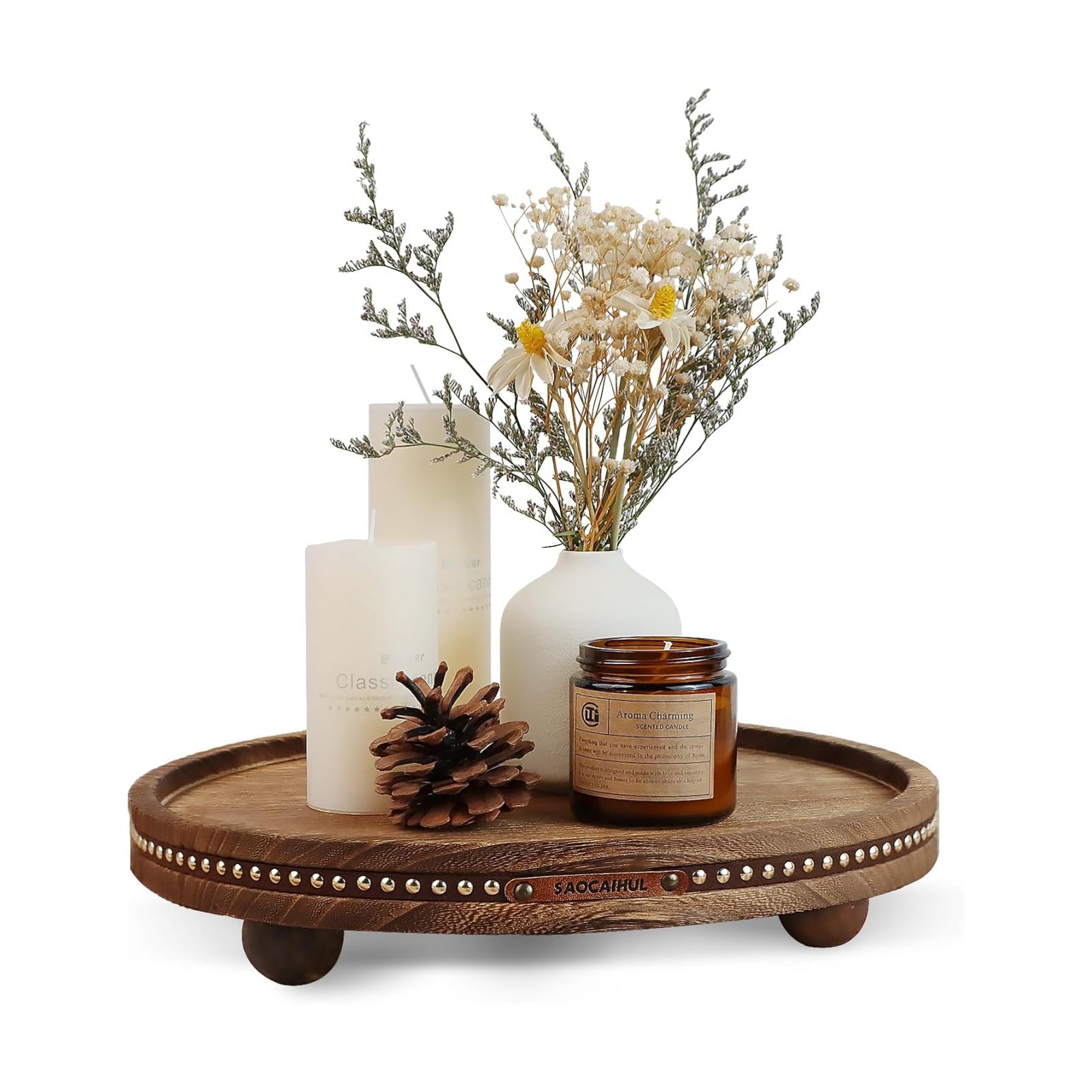 Decor Decorative Round Tray / Rustic / 11.81 Inch