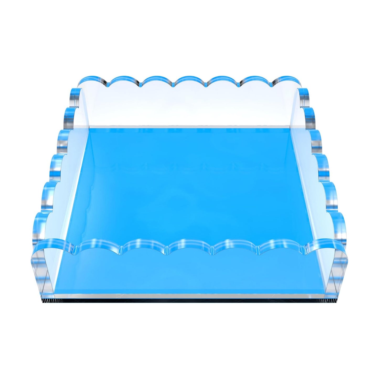 Scalloped Acrylic Tray / Blue / 8 x 8