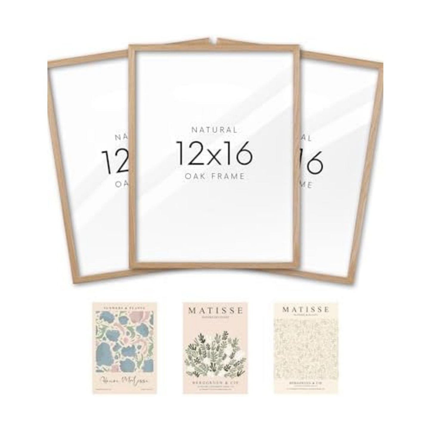 KensTro 12x16 Oak Picture Frames Set of 3 with Matisse Prints