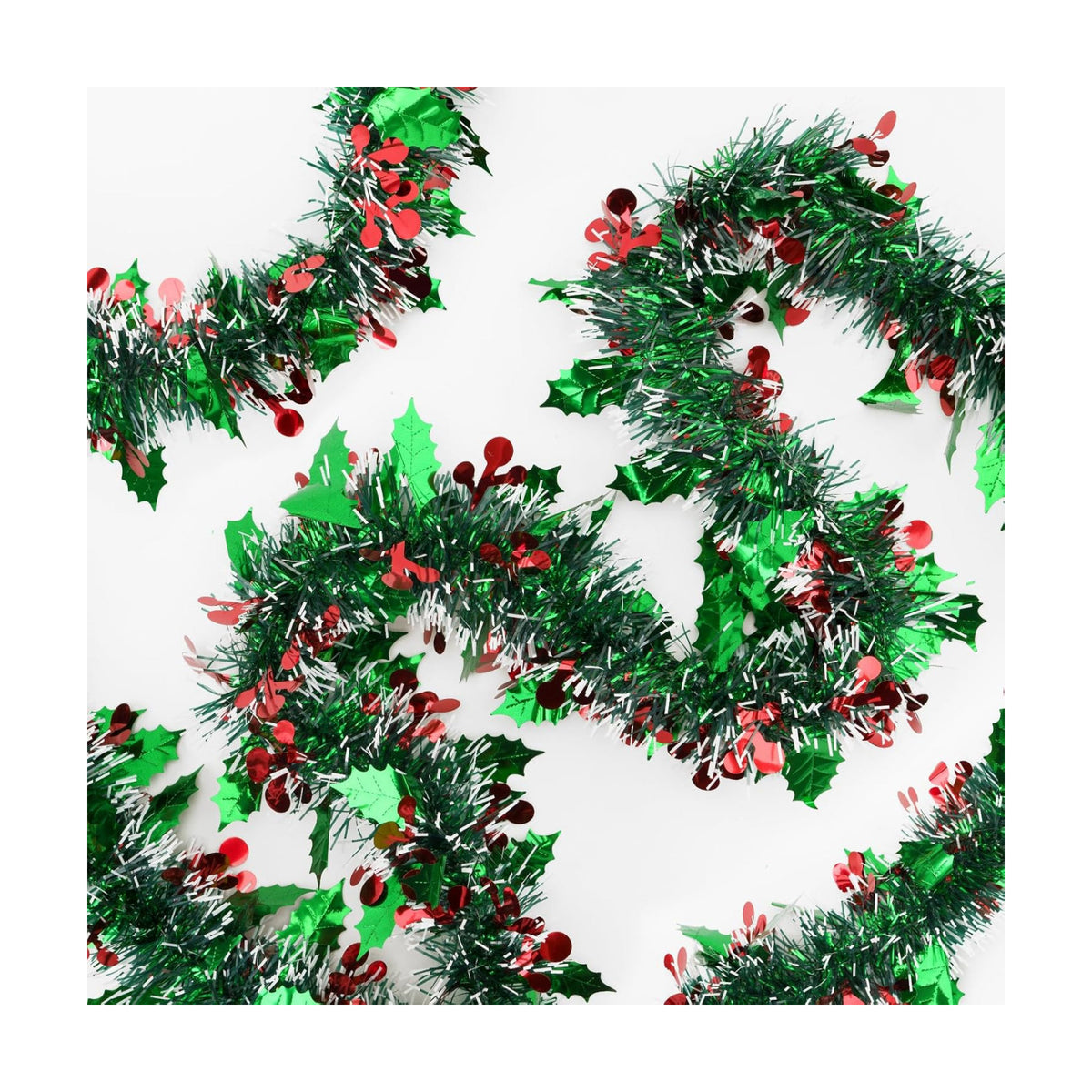 KINGLAKE Christmas Red and Green Tinsel Garland 33 Ft