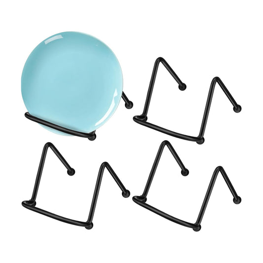 Small Plate Holder Display Stands Mini Metal Frame Stand for Picture / 2 Inch / Black / Set of 4
