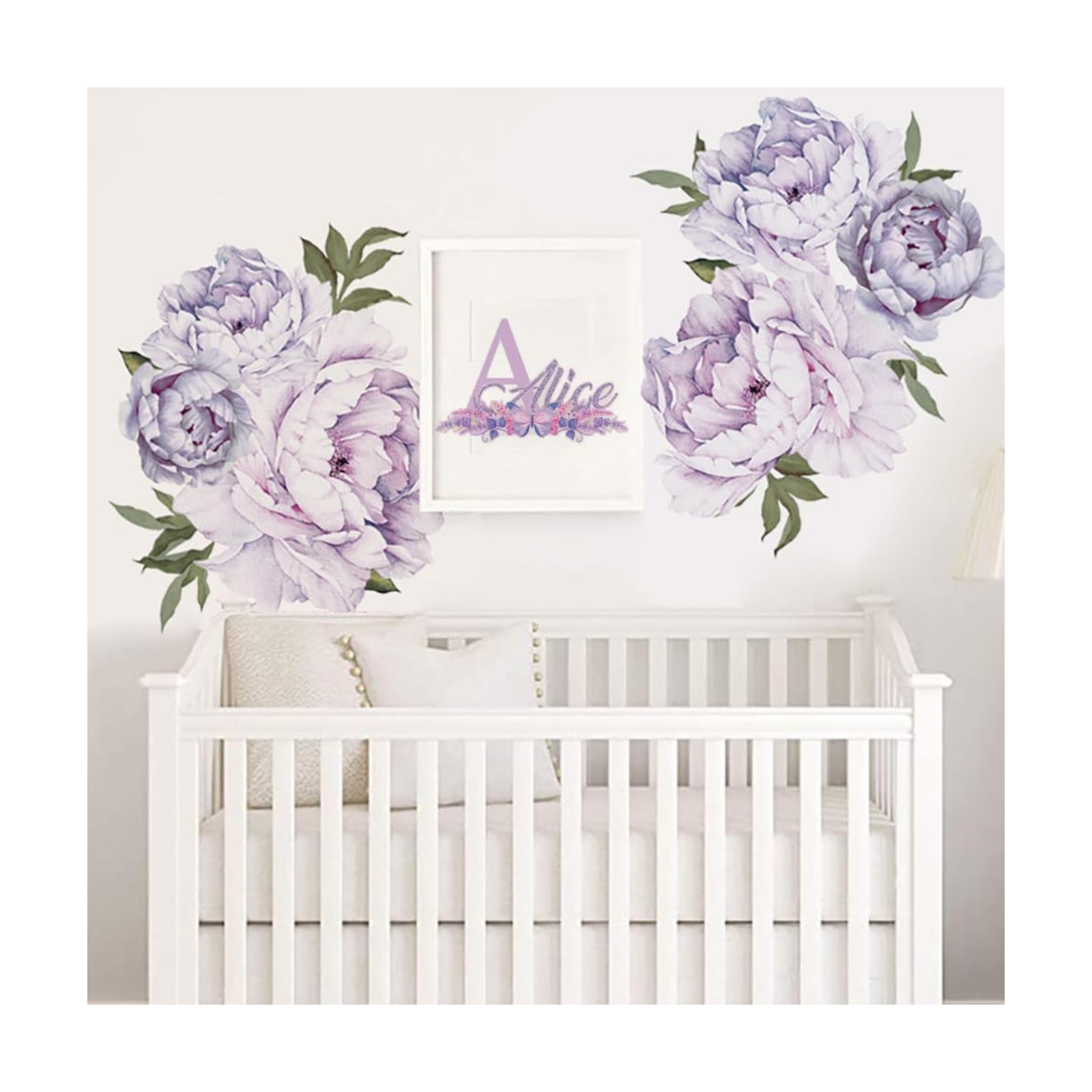 Flowers Wall Decals Backdrop Boho Peony Floral Wall Art Stickers for Girls Bedroom Living / Purple