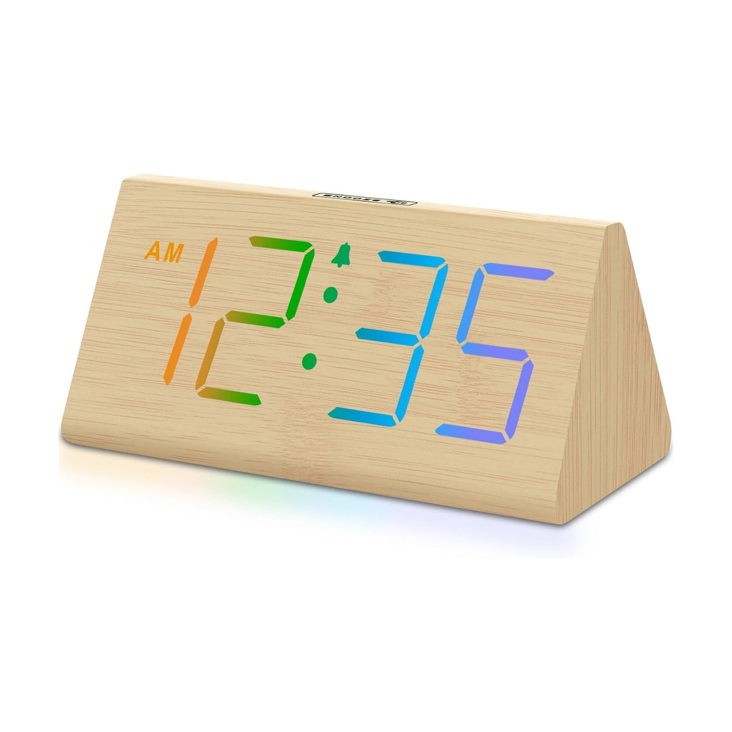 DreamSky Wooden Digital Alarm Clock for Bedroom with RGB Large Numbers