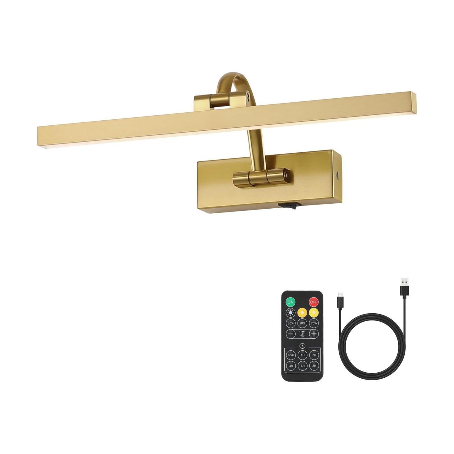 DESOOP Picture Lights for Wall Battery Operated, Brass Art Lighting for Paintings with Remote and Timer, Wireless