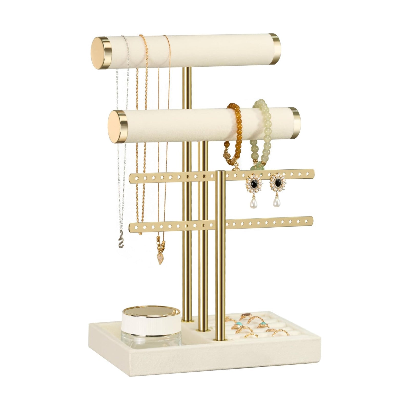 Detachable T Bar Velvet Bracelet Holder / Beige / Standard