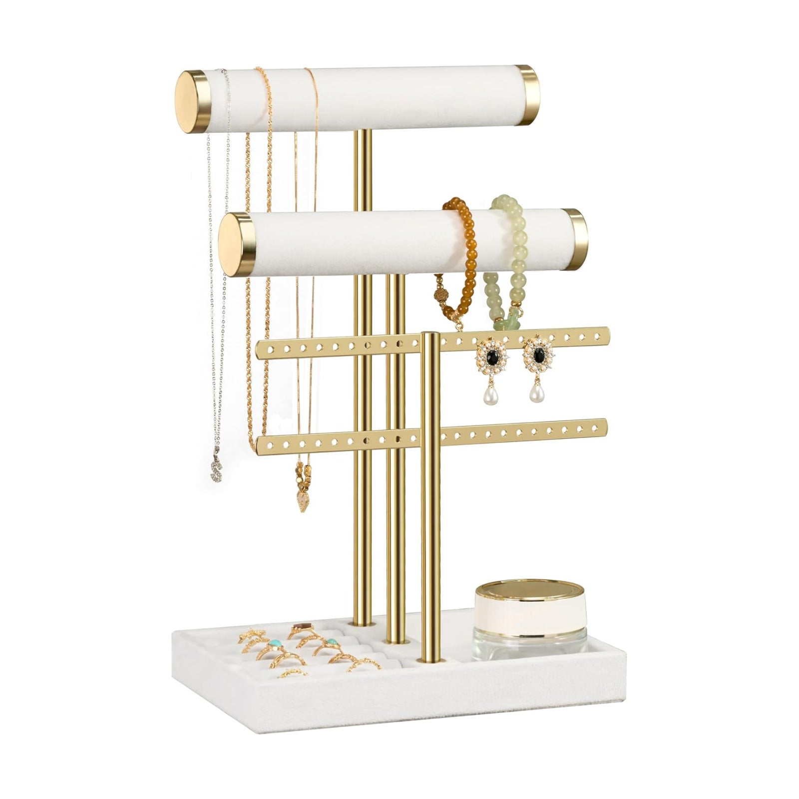 Detachable T Bar Velvet Bracelet Holder / White / Standard