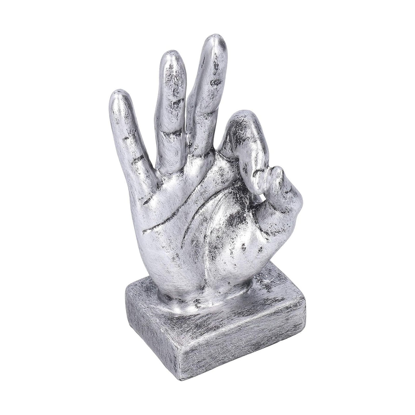 Hand Finger Gesture Desk Statues / Silver