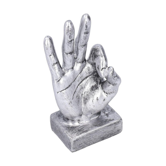 Hand Finger Gesture Desk Statues / Silver
