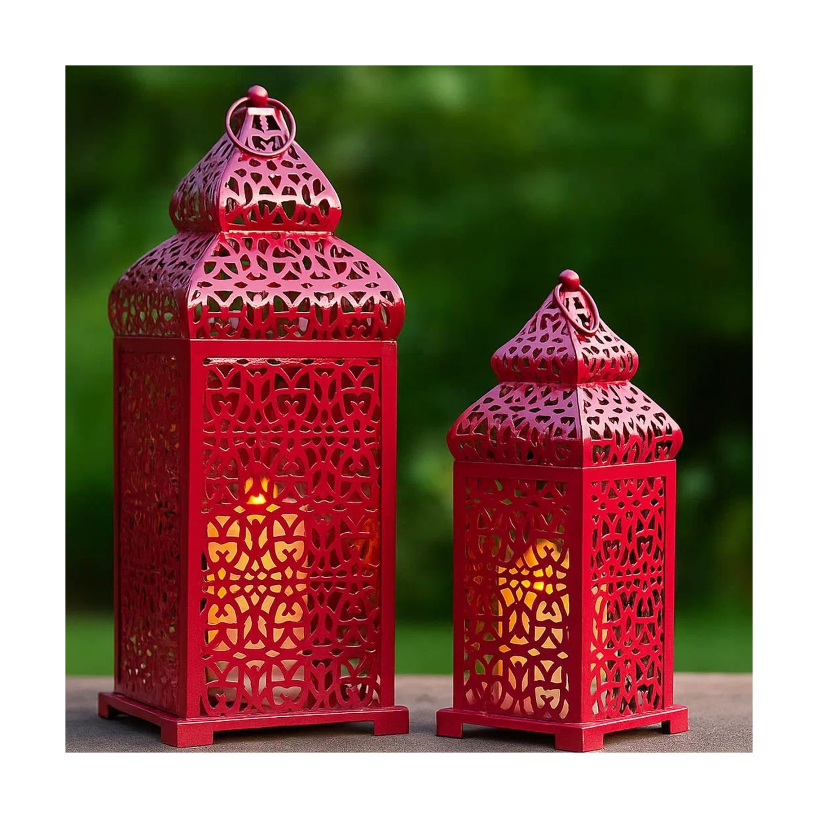 VELA LANTERNS Large Temple Moroccan Lantern Lamp Decorative Candle Holders for Ramadan Decorations, Hanging, Outdoor