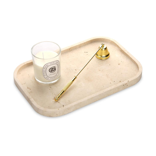 Marble Bathroom Vanity Tray / Light Travertine L / 8 x 0.7 x 12 / Natural