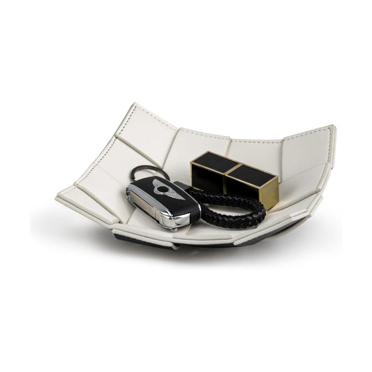 PU Leather Valet Tray for Men Women Key Holder Bowl for Entryway Table Bedside / Small White