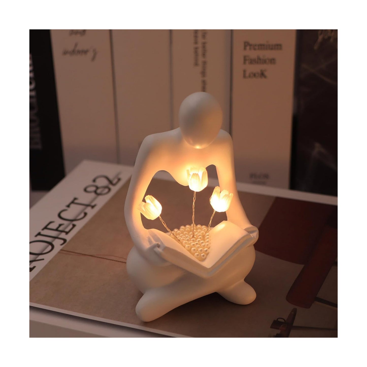 Thinker Statue Figurine Battery Powered Night Light / 01tulip