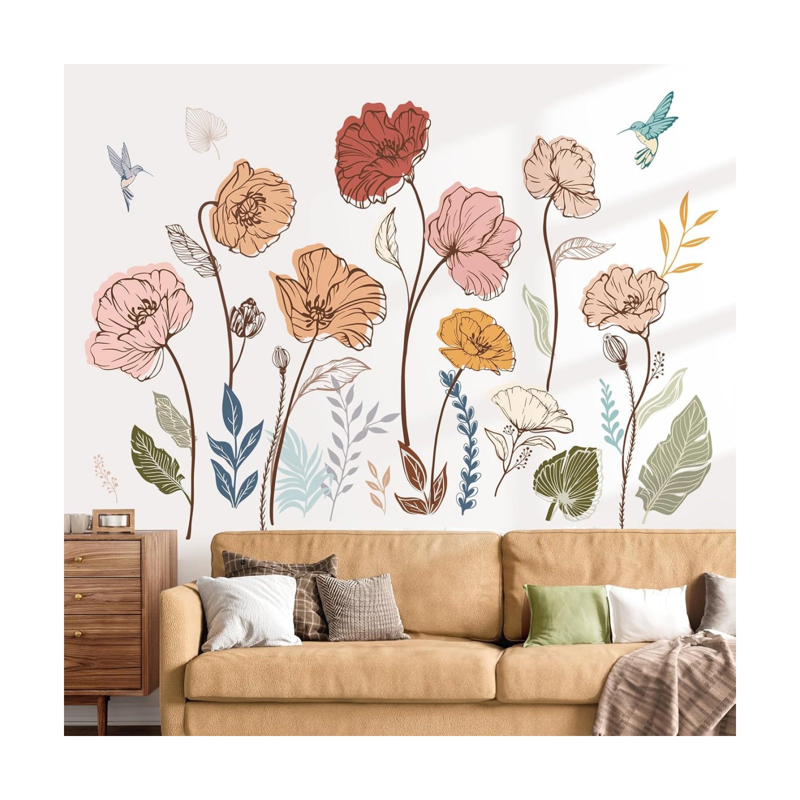 Wall Stickers Floral Leaves Grass Peel and Stick Wall Art Decals / Boho Flower