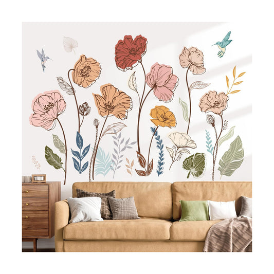 Wall Stickers Floral Leaves Grass Peel and Stick Wall Art Decals / Boho Flower
