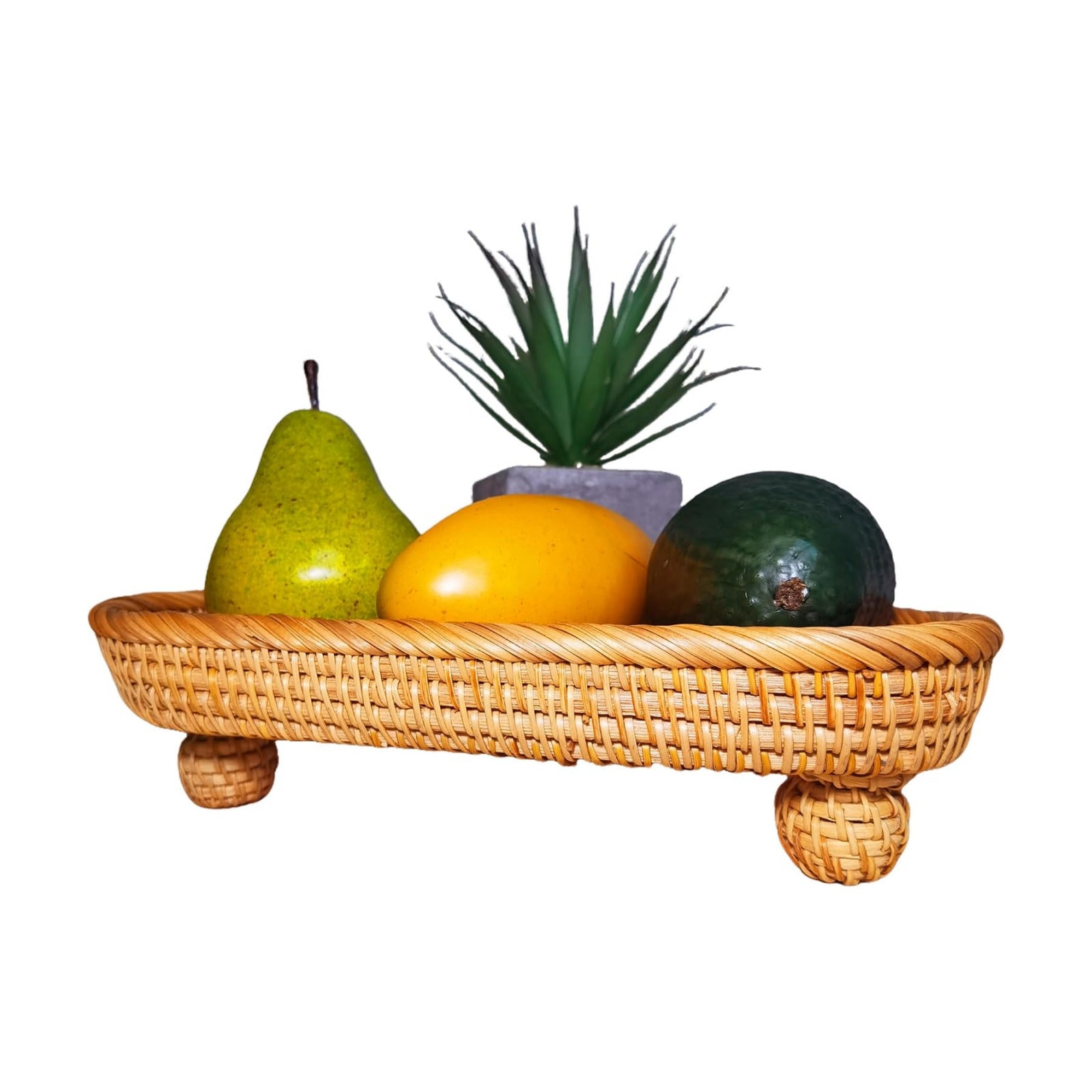 10" Rattan Wicker Woven Triangle Pedestal Stand for Serving Display
