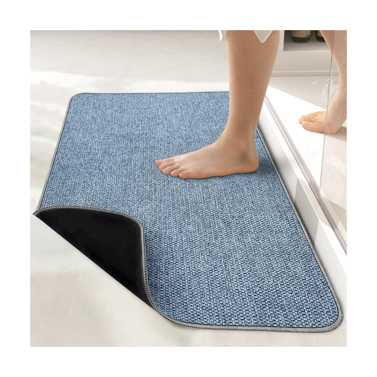 Bath Mat,Ultra Thin Bathroom Rugs,Rubber Bath Mats for Bathroom,No Slip Bath Rugs,Quick Dry,Machine Washable,Low