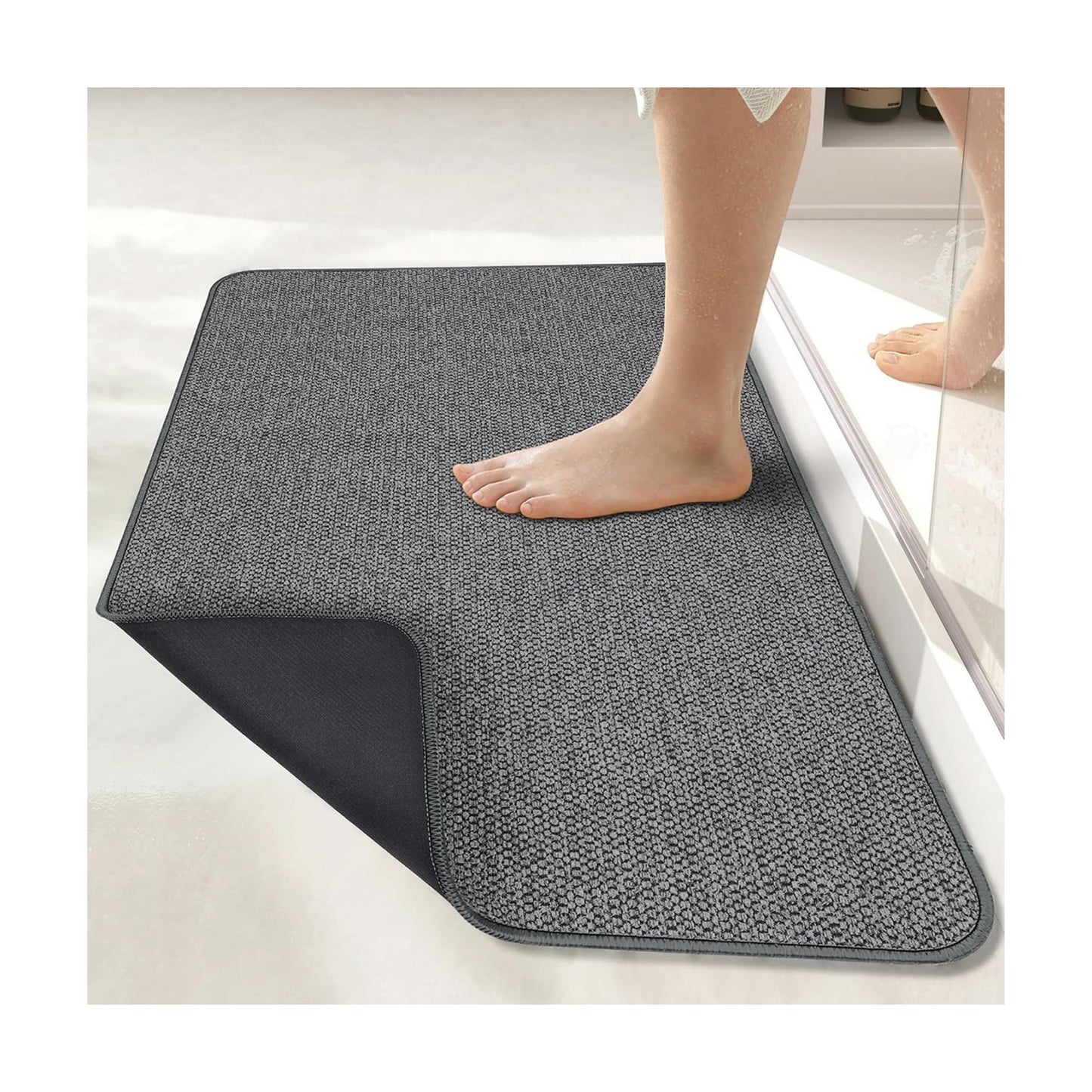 Bath Mat,Ultra Thin Bathroom Rugs,Rubber Bath Mats for Bathroom,No Slip Bath Rug,Quick Dry,Machine Washable,Low