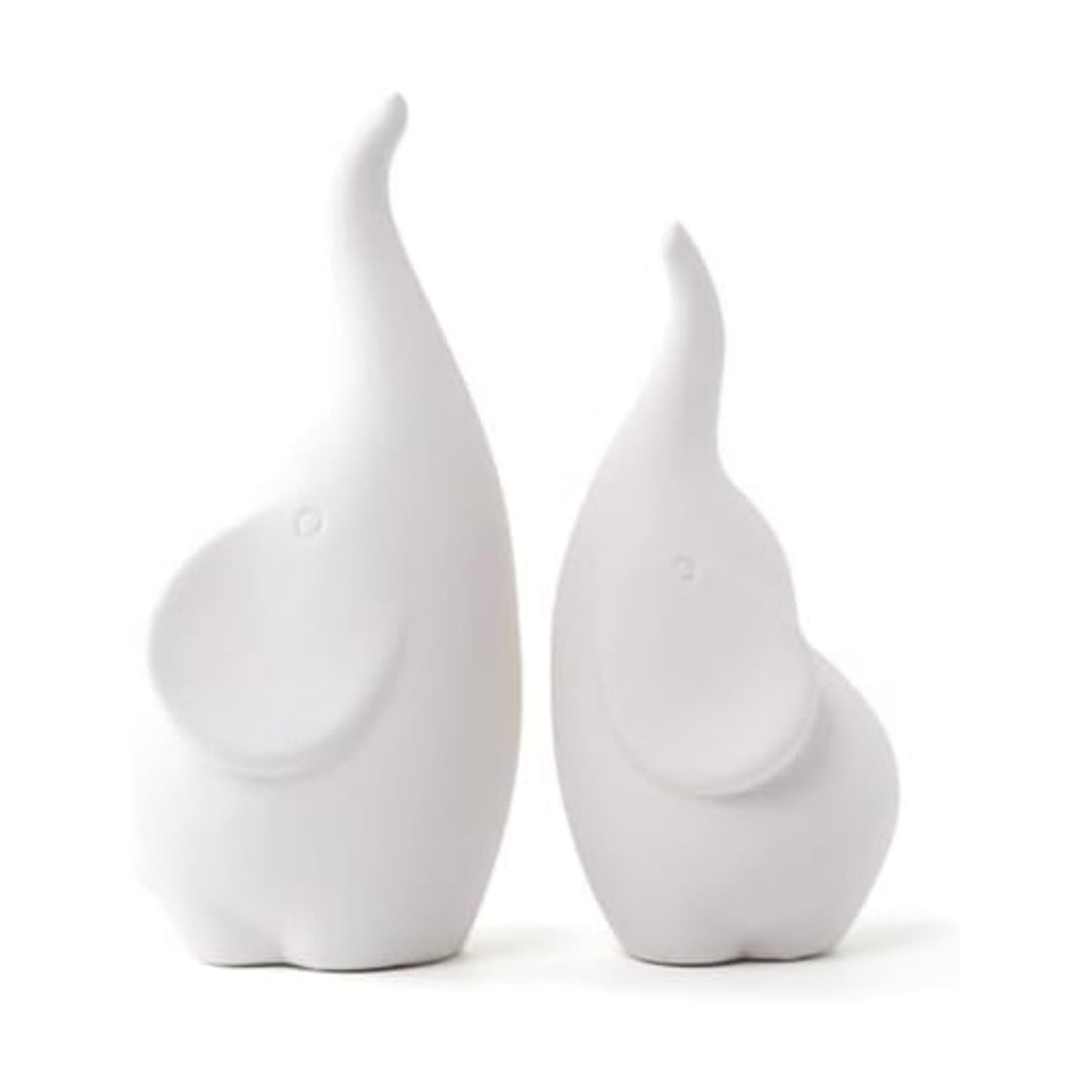 Ceramic Elephant Figurines / White