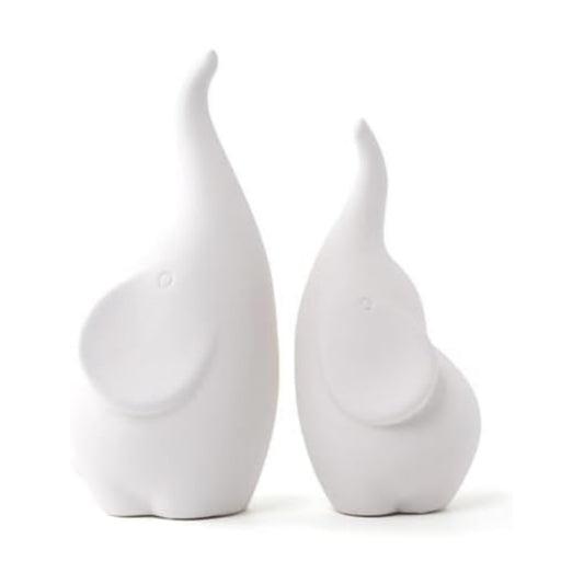 Ceramic Elephant Figurines / White
