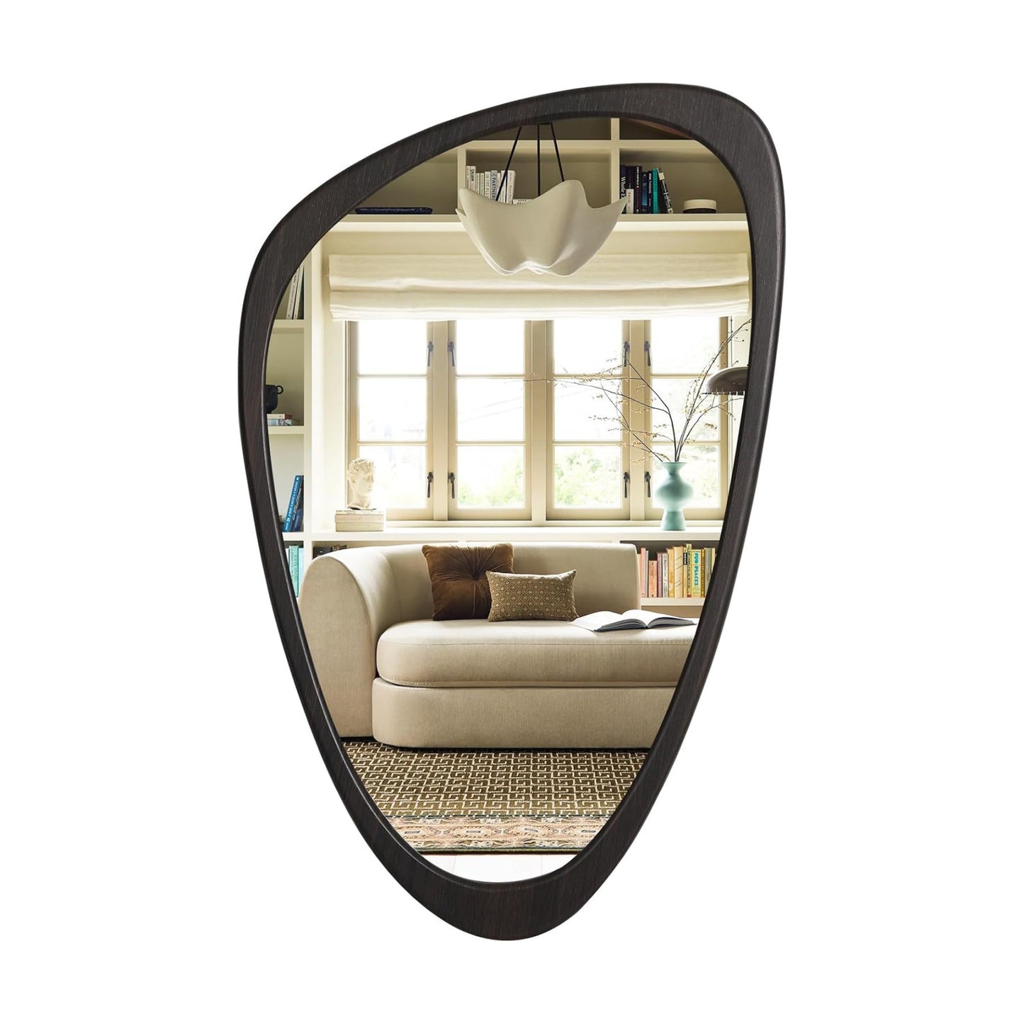 Irregular Wall Mirror / Dark Brown / 30"L x 19"W