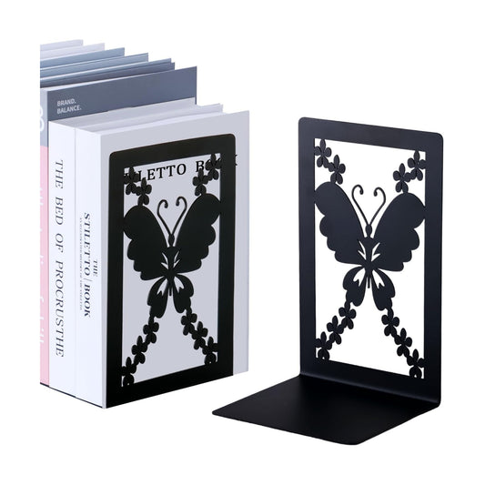 Large Heavy Duty Metal Bookends / Butterfly Style / Set of 2