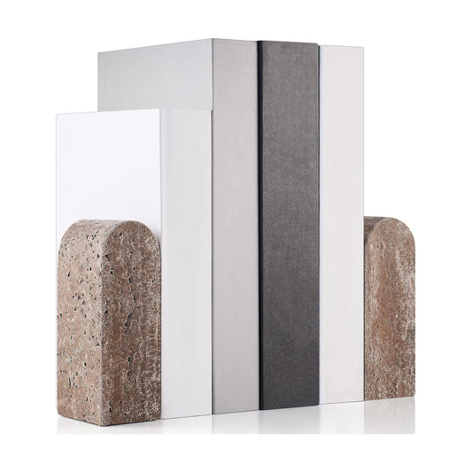 Travertine Marble Bookends / Natural / Set of 2