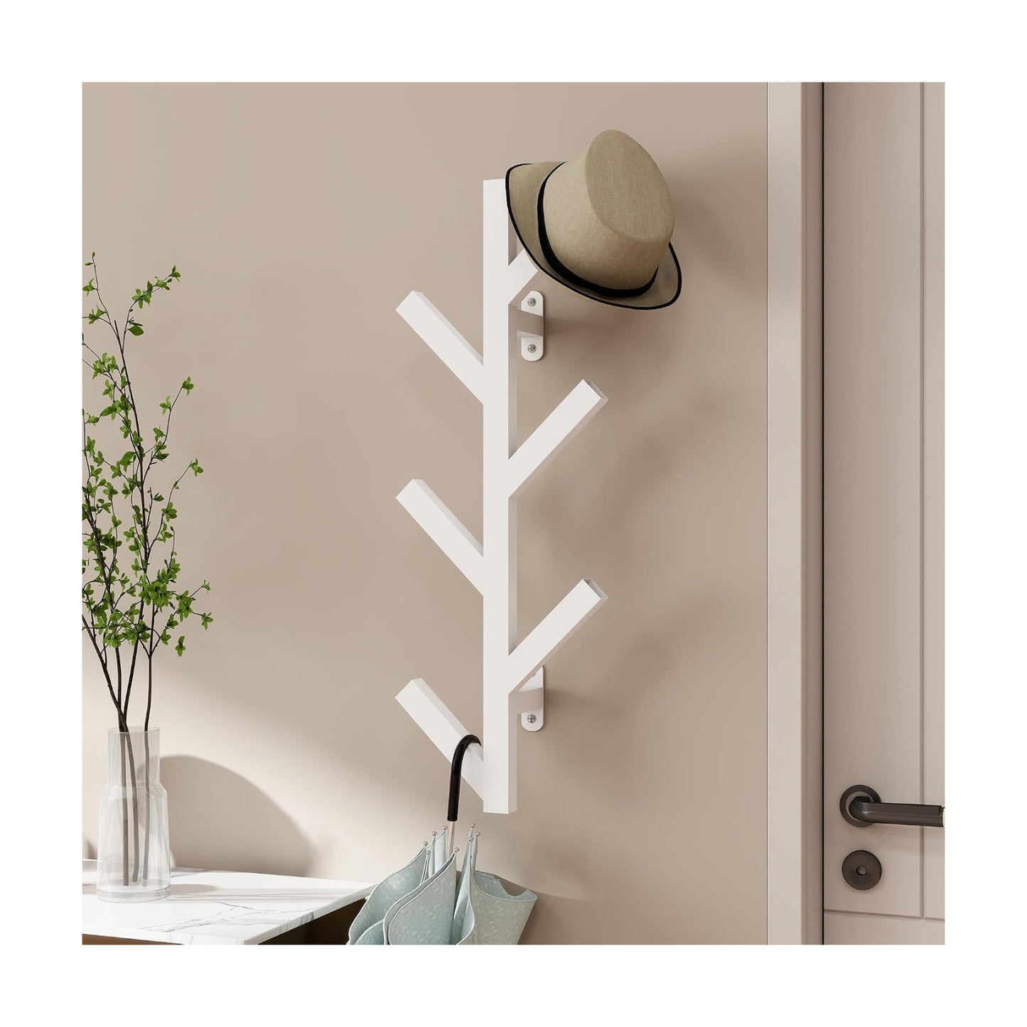 Vlush Wall Mounted Metal Coat Rack with 6 Hooks Modern Minimalist & Upright Coat Rack for Hanging Clothes, Hats