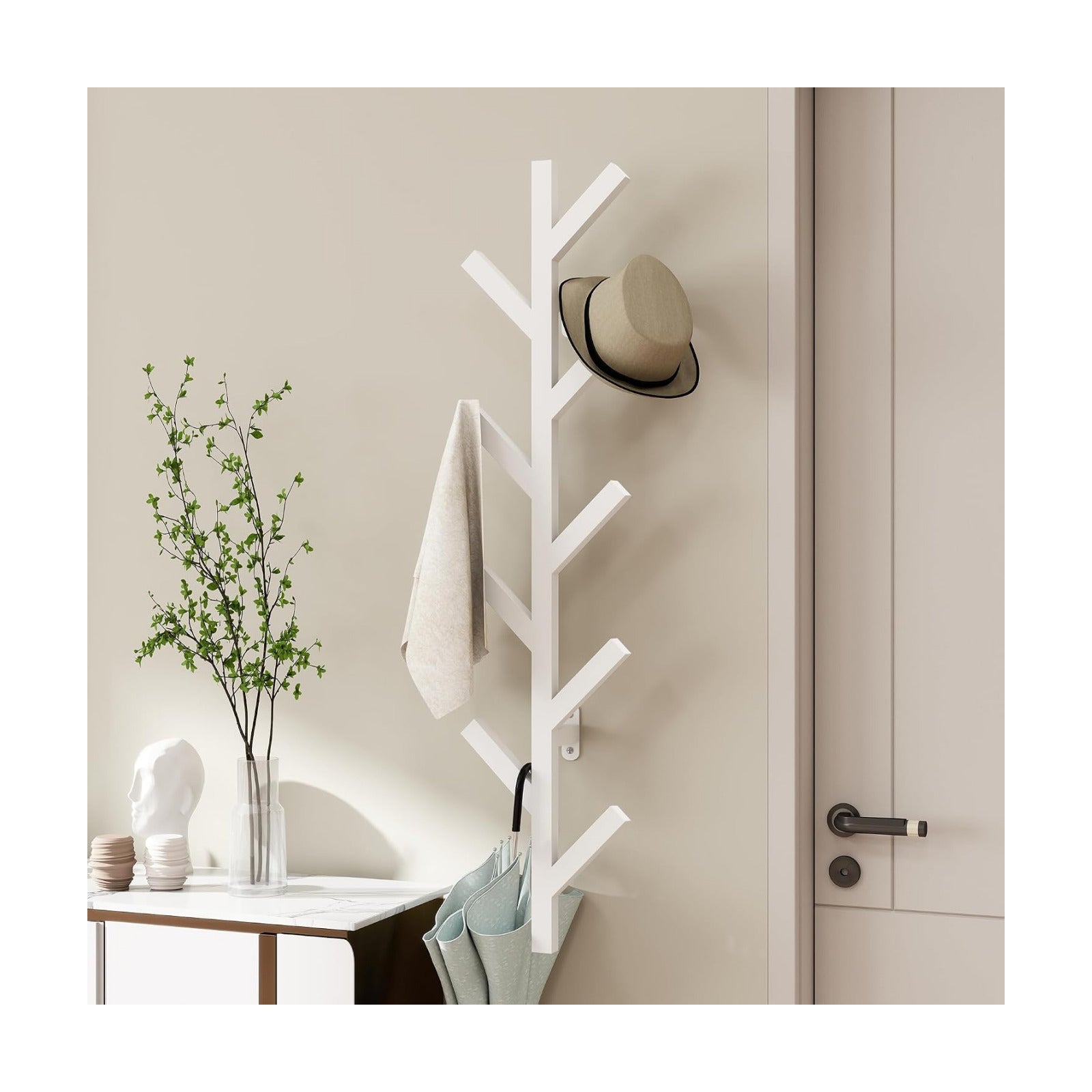 Vlush Wall Mounted Metal Coat Rack with 9 Hooks Modern Minimalist Coat Racks, Upright hat rack for wall for Hanging