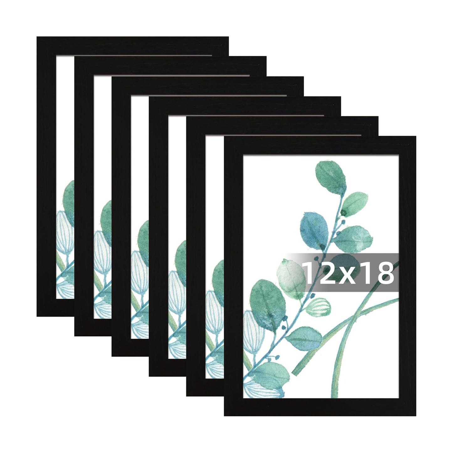 SESEAT 12x18 Picture Frame Black Set of 6, Display Pictures 12x18 Without Mat for Wall Mounting, Wall Gallery Poster