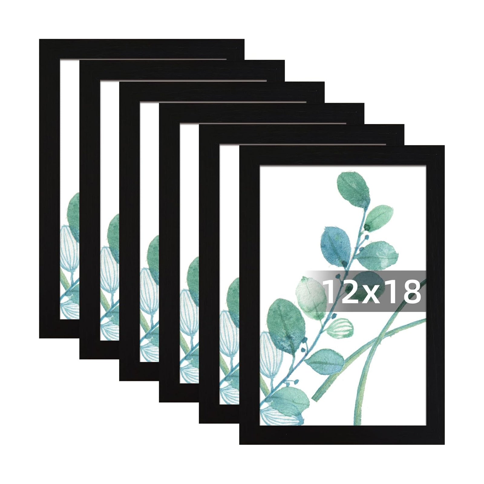 SESEAT 12x18 Picture Frame Black Set of 6, Display Pictures 12x18 Without Mat for Wall Mounting, Wall Gallery Poster
