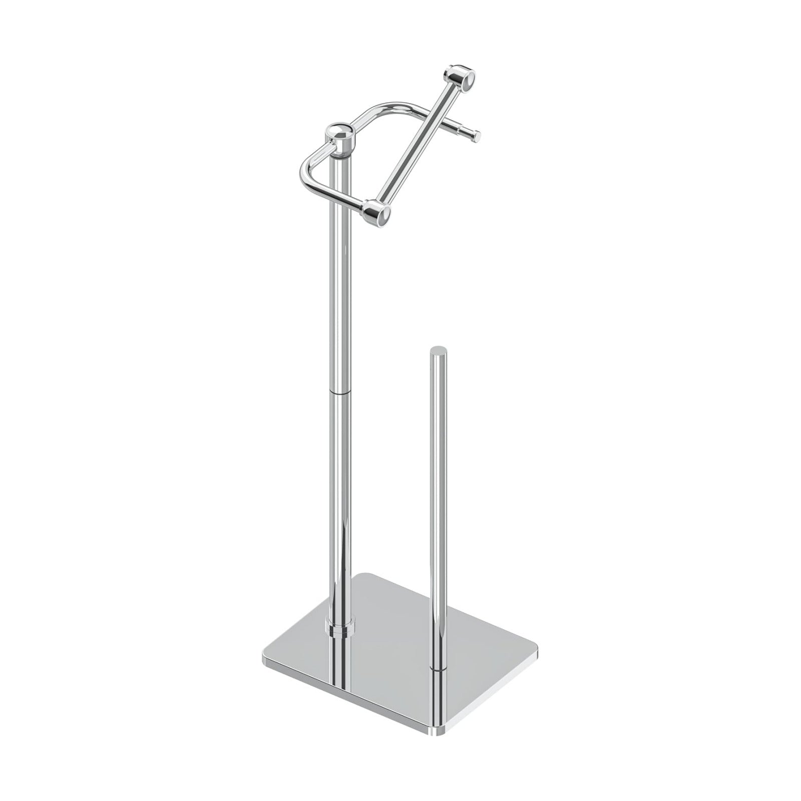 RUACQ Bathroom Toilet Paper Holder Stand with Storage, Chrome | Pivoting Free Standing Toilet Roll Holder, Holds 4