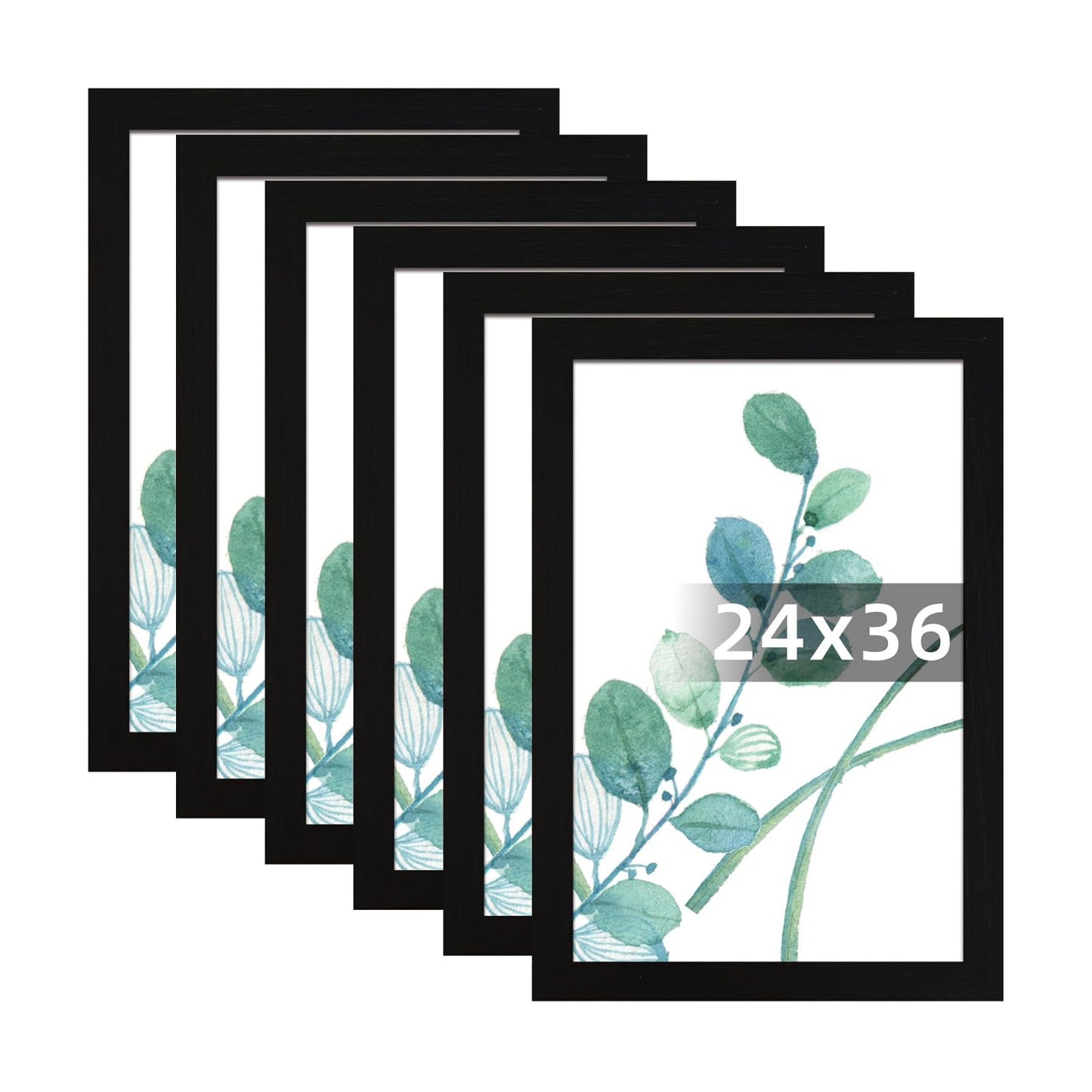 SESEAT 24x36 Picture Frame Black Set of 6, Display Pictures 24x36 Without Mat for Wall Mounting, Wall Gallery Poster