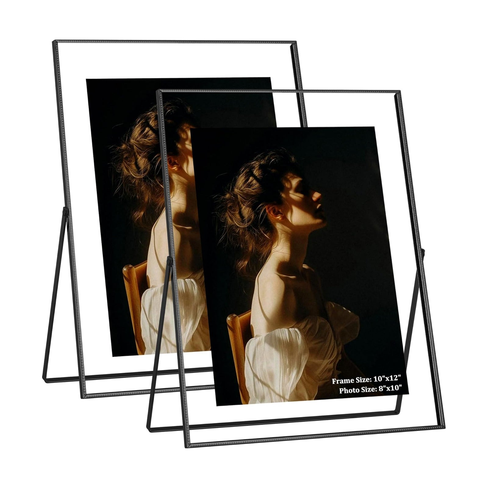 RICHFOCUS 10x12 Floating Picture Frame, Floating Display for 6x8 8x10, Beaded Metal Picture Frames with Real Glass